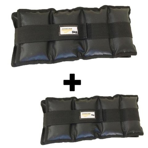 Kit Pares de Caneleiras (tornozeleiras) 3kg + 1kg Pretas