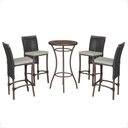 Ver imagem 1 de Mesa Bistrô com 4 Banquetas Roma Marrom Corda Náutica Estofado 3 Trama Original