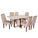 Ver imagem 1 de Conjunto Mesa Retangular Beatriz Vidro Off White 6 Cadeiras Beatriz com Apliques Asgard Bege Freij