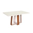 Ver imagem 2 de Conjunto Mesa Retangular Beatriz Vidro Off White 6 Cadeiras Beatriz com Apliques Asgard Bege Freij
