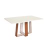 Conjunto Mesa Retangular Beatriz Vidro Off White 6 Cadeiras Beatriz com Apliques Asgard Bege Freij - 2
