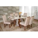 Ver imagem 5 de Conjunto Mesa Retangular Beatriz Vidro Off White 6 Cadeiras Beatriz com Apliques Asgard Bege Freij