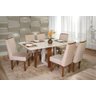 Conjunto Mesa Retangular Beatriz Vidro Off White 6 Cadeiras Beatriz com Apliques Asgard Bege Freij - 5