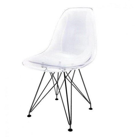 Cadeira Base em Aço Eames Eiffel Transparente