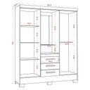Ver imagem 4 de Guarda Roupa Solteiro Paris 2045150 com Armário Multiuso 2 Portas 2000191 e Cômoda 5 Gavetas 2014140