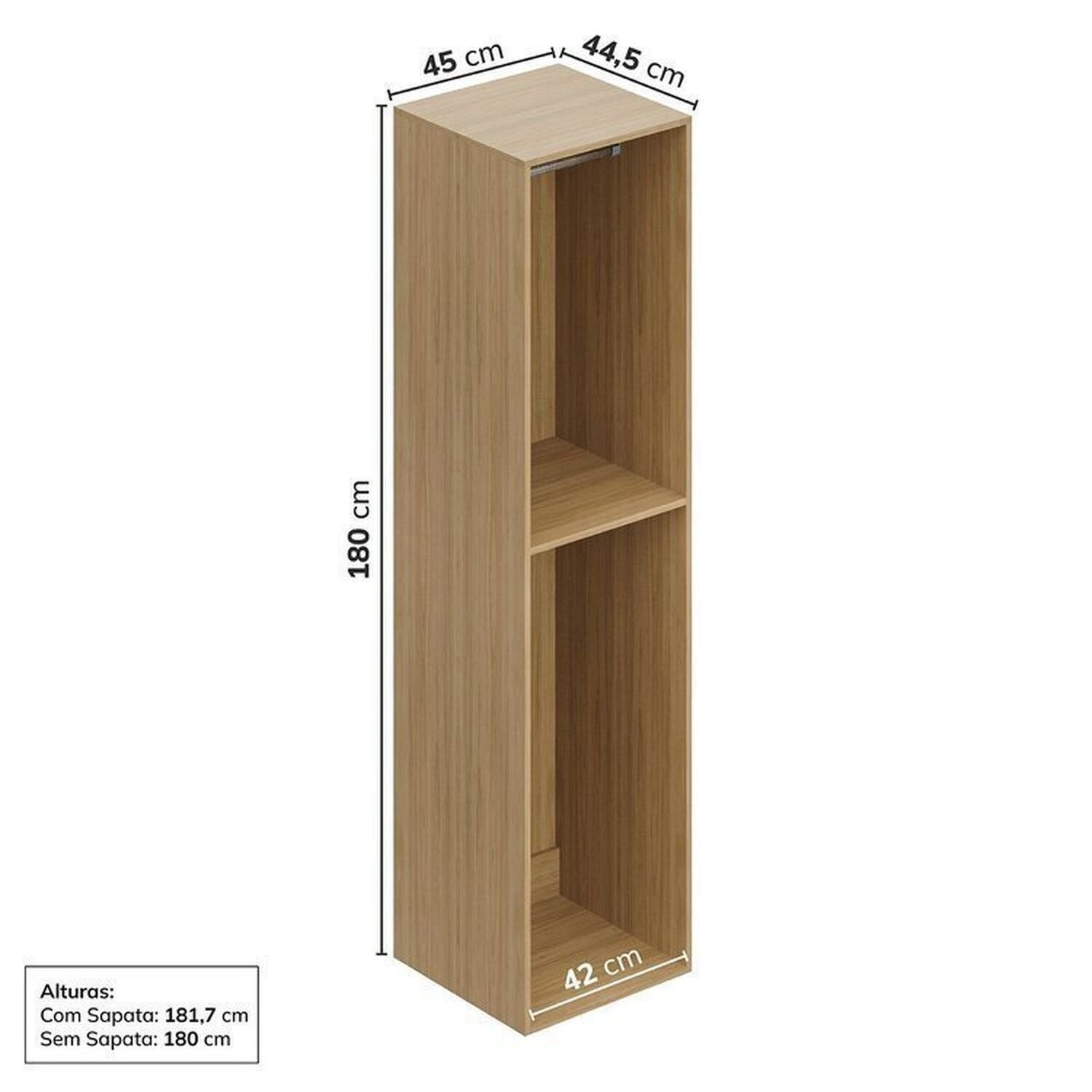 Módulo 45x180 1 Porta 1 Kit Prateleira 3 Gavetas Frame CabeCasa