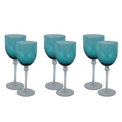 Jogo de 6 Taças em Cristal Verde para Vinho  - 21x8cm Le Classic Decor - 1