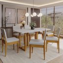 Ver imagem 1 de Conjunto para Sala de Jantar Filadélfia Tampo Oval 170cm com 6 Cadeiras Madeira Maciça Miami Marrom/Cerejeira/Cinza/Off White
