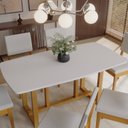 Ver mais imagens de Conjunto para Sala de Jantar Filadélfia Tampo Oval 170cm com 6 Cadeiras Madeira Maciça Miami Marrom/Cerejeira/Cinza/Off White