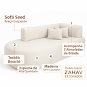 Ver imagem 7 de Sofá Orgânico Divã Estofado Sala Recepção Seed 180 Cm Zahav:off White/bouclé Braça do Lado Esquerdo