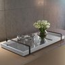 Bandeja Decorativa Espelhada Alça Preta Larflex Branca - 1