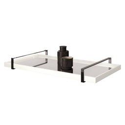 Bandeja Decorativa Espelhada Alça Preta Larflex Branca - 2