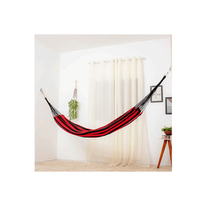 Rede de Dormir Amazonas Nylon Listrada Vermelho com Preto