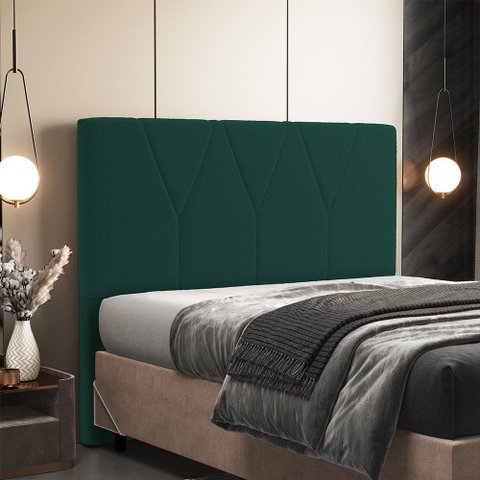 Cabeceira Cama Box Quenn 160 cm Aurora W01 Bouclê Verde - Lyam Decor