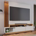 Ver imagem 2 de Estante Home Theater para TV 75 Pol. com LED 180cm Maitê C05 Off White Matte/Freijó - Mpozenato