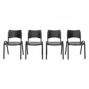 Ver imagem 1 de Conjunto 4 Cadeiras Empilháveis Iso Reforçada para Recepção Cor Preta - Combo Stock