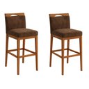 Ver imagem 1 de Kit 2 Banquetas Alta Cozinha Gourmet Estofada Suede:suede Marrom