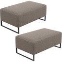 Ver imagem 1 de Kit 02 Puffs Decorativo Sala De Estar Cléo 90cm W01 Base Ferro Preto Bouclê Bege - Lyam Decor