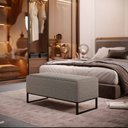 Ver imagem 2 de Kit 02 Puffs Decorativo Sala De Estar Cléo 90cm W01 Base Ferro Preto Bouclê Bege - Lyam Decor
