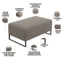 Ver imagem 4 de Kit 02 Puffs Decorativo Sala De Estar Cléo 90cm W01 Base Ferro Preto Bouclê Bege - Lyam Decor