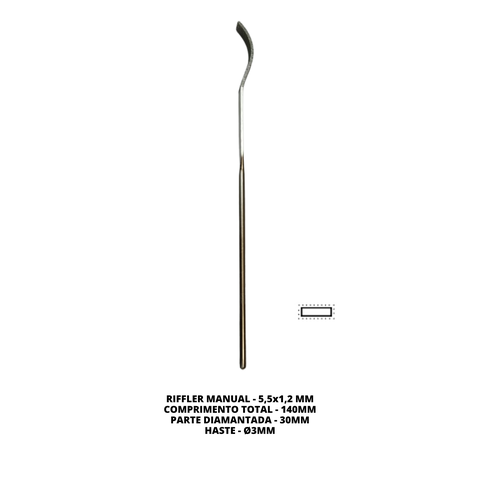 Lima Diamantada Profissional Individual Riffler 140mm - #200 - RETANGULAR