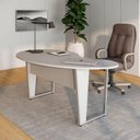 Ver imagem 1 de Mesa para Escritório Mesa Linear Orgânica Moderno sem Gavetas 175cm Cinza F5 Office