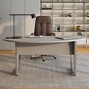 Ver imagem 6 de Mesa para Escritório Mesa Linear Orgânica Moderno sem Gavetas 175cm Cinza F5 Office