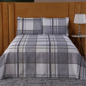 Jogo de Cama Casal Queen com Colcha e Porta Travesseiro Cinza