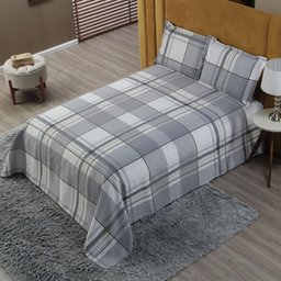 Jogo de Cama Casal Queen com Colcha e Porta Travesseiro Cinza - 2