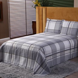 Jogo de Cama Casal Queen com Colcha e Porta Travesseiro Cinza - 3