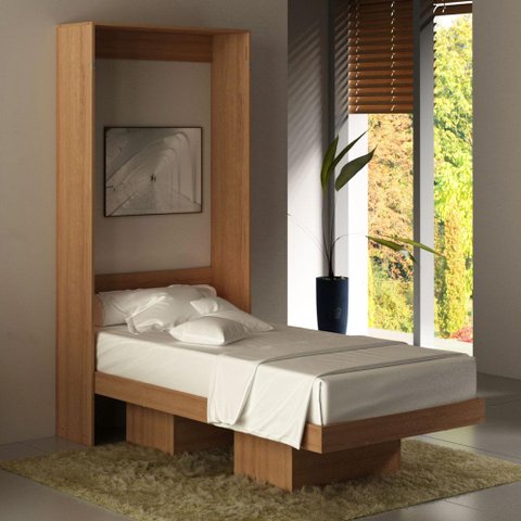 Cama de Solteiro Articulada com 2 Nichos - Amêndoa