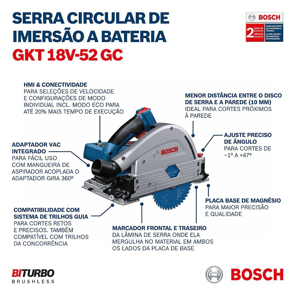 Serra de Imersão Bosch GKT 18V-52 GC Sem baterias e carregador - 7