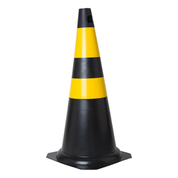 Cone Preto e Amarelo - 50cm - Plt2 - Refletivo - 1