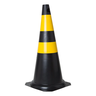 Cone Preto e Amarelo - 50cm - Plt2 - Refletivo - 1
