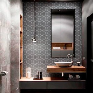 Papel de Parede Lavável para Banheiro Cozinha Revestimento Brilho Pastilha Colmeia - Várias Cores - 