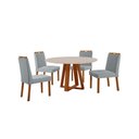 Ver imagem 1 de Conjunto Sala de Jantar Mesa Floripa 110cm Tampo Redondo Vidro-mdf Off White com 4 Cadeiras Dallas