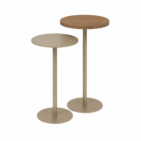 Conjunto Mesas de Apoio Redondas MDF Cor:Champanhe