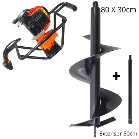 Perfurador de Solo Profissional P/ Todos Tipos de Solo VPS520 Vulcan Broca 80x30cm + Extensor 50cm