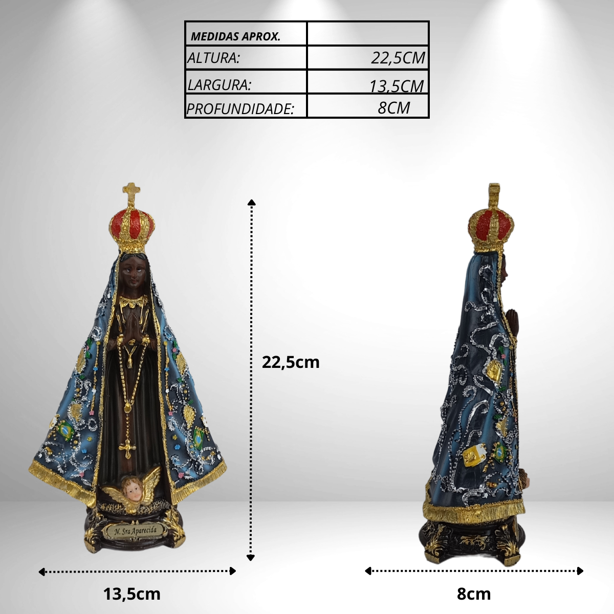 Nossa Senhora Aparecida em Resina Premium 22,5 Cm - 9