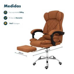 Cadeira de Escritório Home Office Diana Caramelo Pillow Top Encosto para Pés - 6
