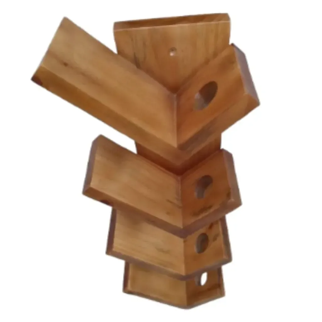 Ver imagem 1 de Adega Suspensa 4 Garrafas Decorativo em Madeira Cor Imbuia