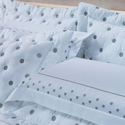 Kit Cobre Leito Colcha Queen 100% Algodão 400 Fios Acetinado Bordado 5 Peças Branco e Cinza - 6
