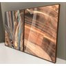 Conjunto com 2 quadros decorativos Abstrato Tons Terrosos e Verde:0,70 X 0,90/BRANCA - 1