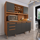 Ver imagem 2 de Armário de Cozinha 6 Portas 2 Gavetas Lunna Imop Cinamomo / Grafite