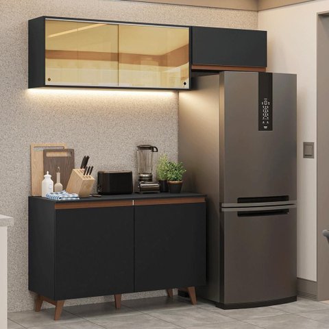 Armário de Cozinha Compacta 190cm Reims Madesa 09 Preto