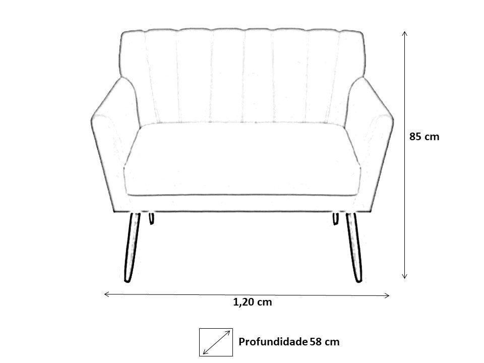 Namoradeira Decorativa Cecília Couro Bege 2 Lugares Pés Madeira Ms Decor - 2