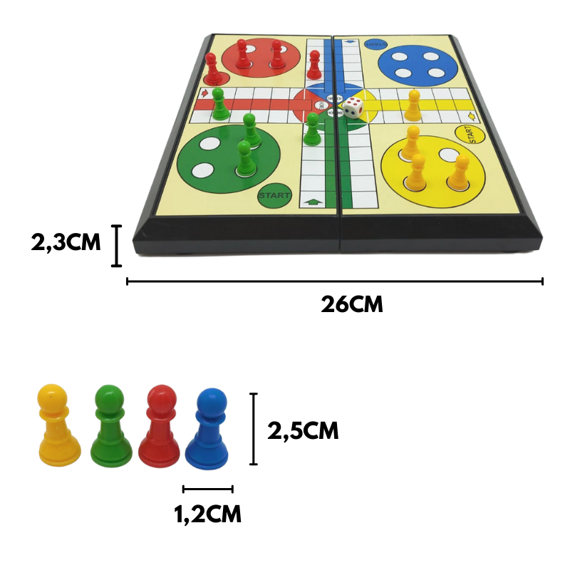 Jogo Estojo Tabuleiro De Ludo 4 Dados Copo E Pinos Oficial