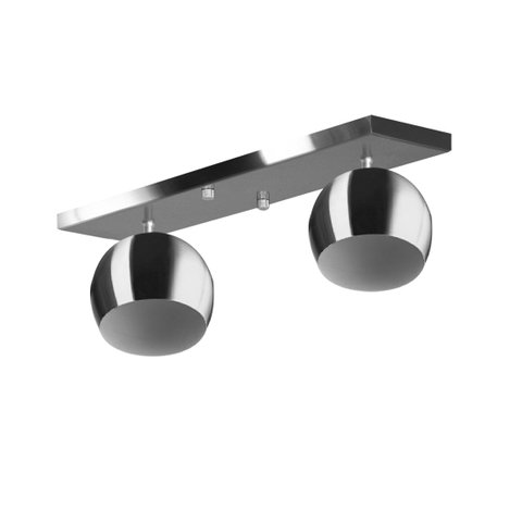 Lustre Plafon Bola 15 cm Retangular Duplo Escovado