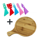 Ver imagem 1 de Conjunto Para Queijo Com 4 Talheres E Tabua Em Bambu Redondo