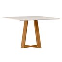 Ver imagem 1 de Mesa de Jantar 4 Lugares Retangular 135cm Tampo Mdf com Vidro Elian N01 Ypê Off White - Lyam Decor